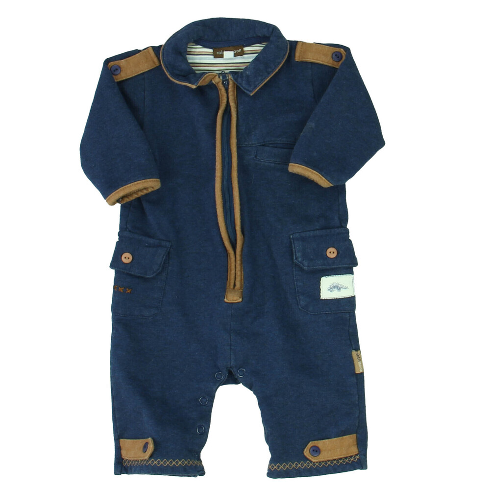 Rabbit Moon Boys Blue | Brown Long Sleeve Outfit size: 3-6 Months